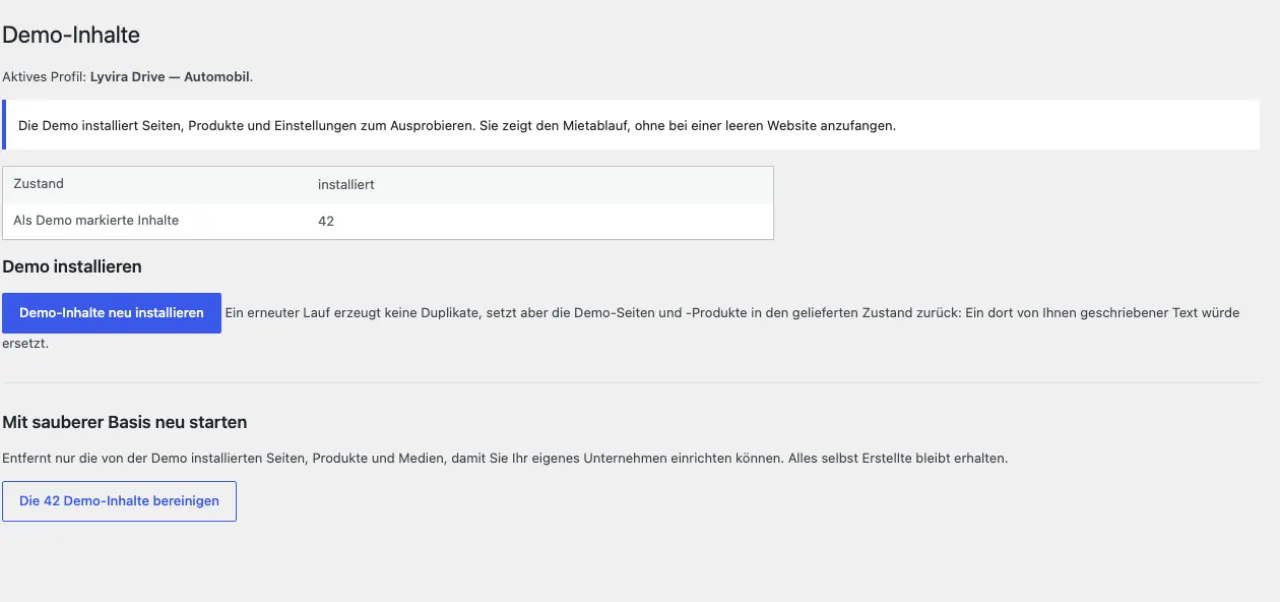 Die Demo: installieren, behalten, entfernen