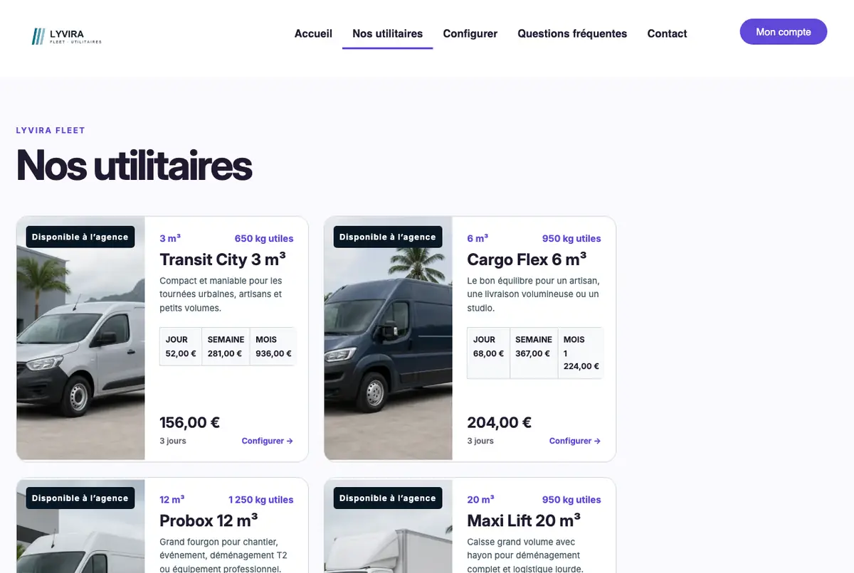 Utilitaires : volume et charge utile