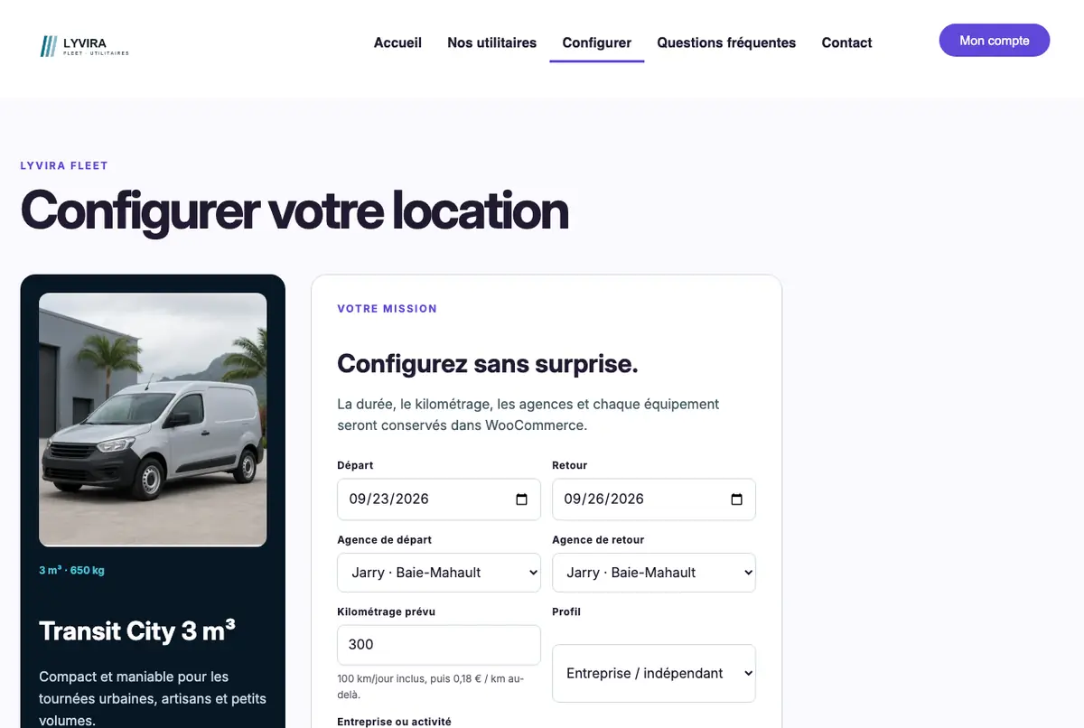 Durée, kilométrage et équipements