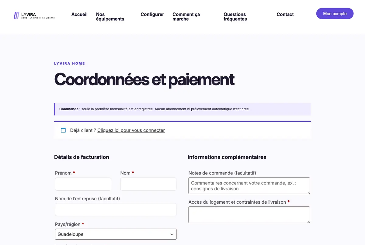 Adresse de livraison et créneau