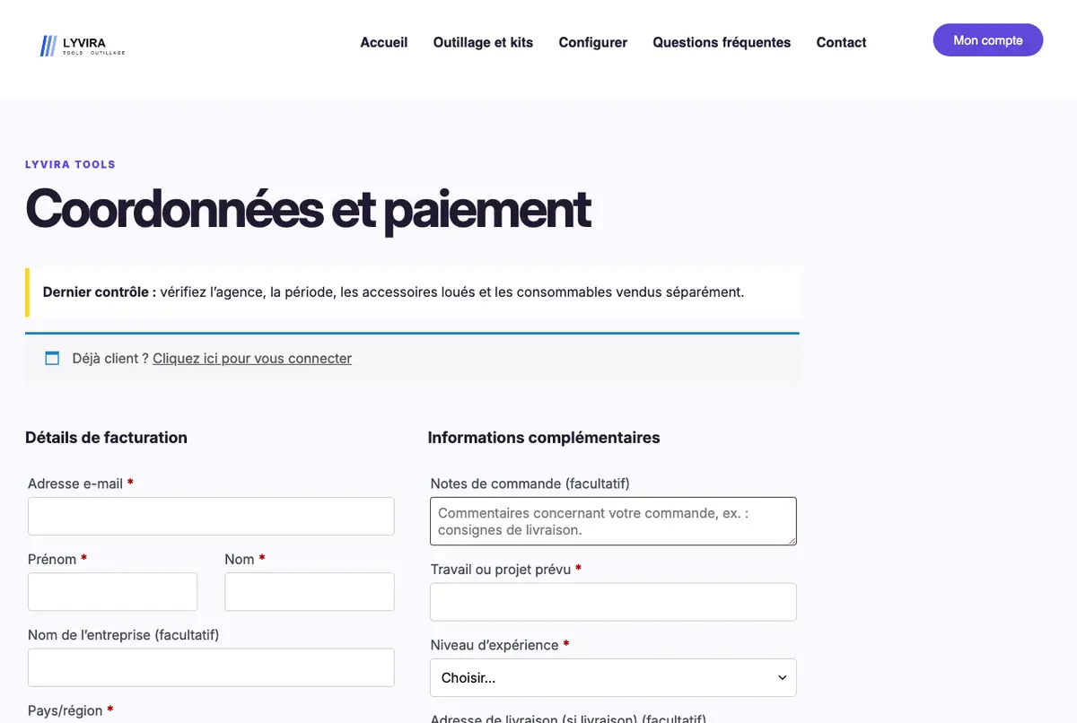 Coordonnées et retrait en agence