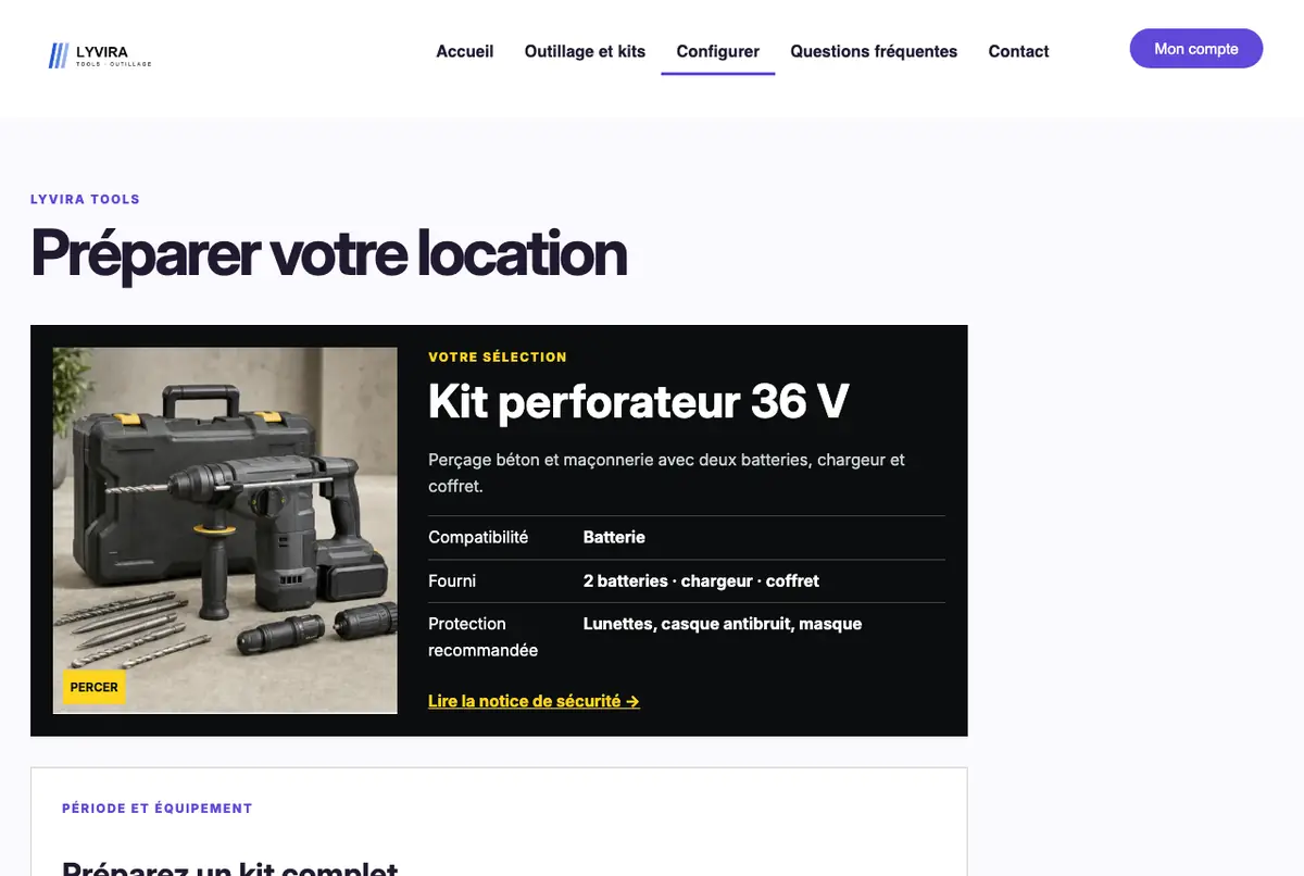 Le kit se compose sous les yeux du client