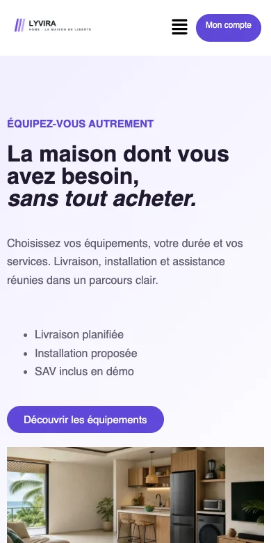 Aperçu sur mobile du thème Lyvira Home