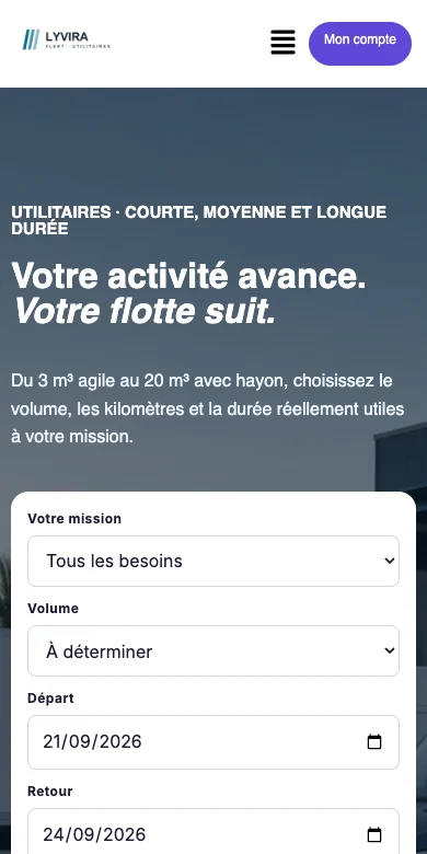 Aperçu sur mobile du thème Lyvira Fleet